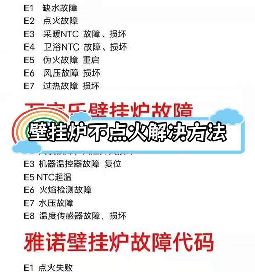 以羽顺壁挂炉故障E2的维修方法（壁挂炉出现E2故障的原因及解决办法）